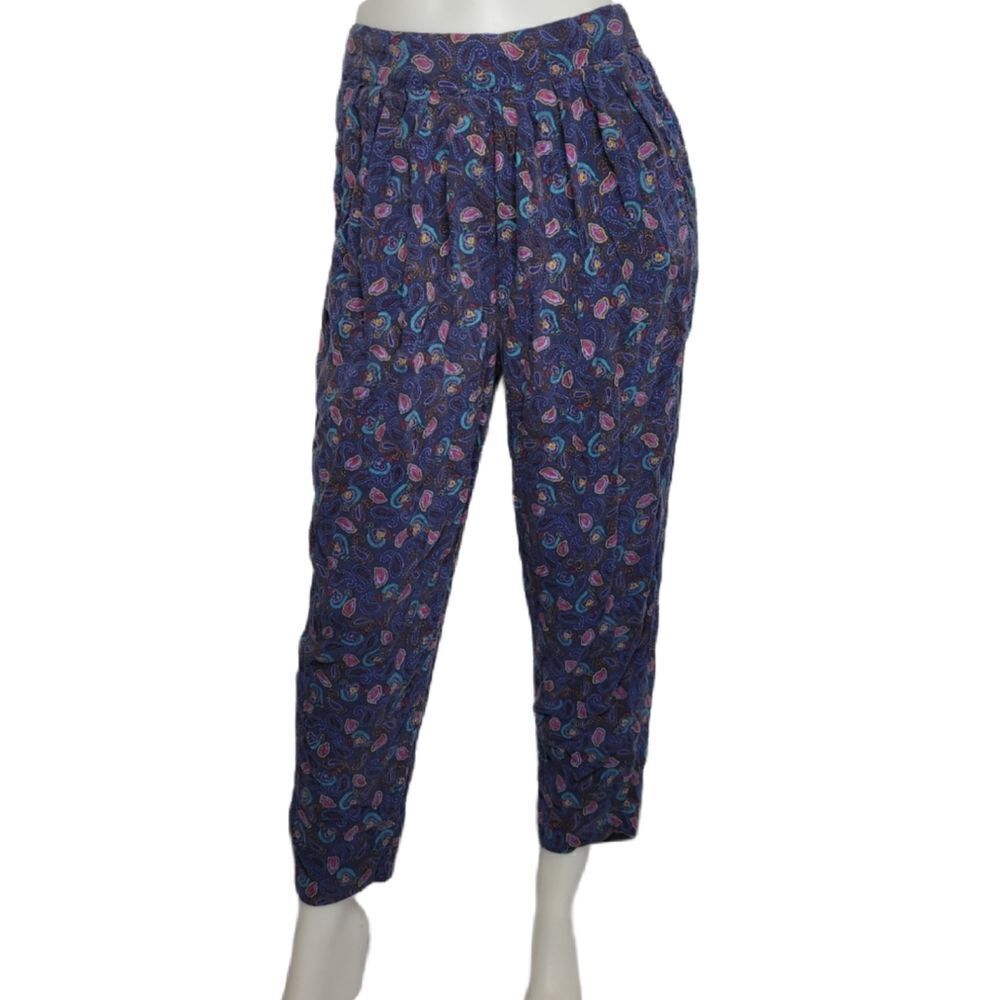 VINTAGE 80s pants Limited Express pleated paisley tapered high waist L‎